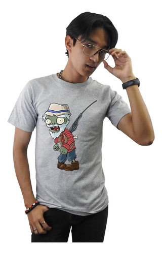 Cleen Gris Playera Pescador Zombie Plantas Vs Zombies