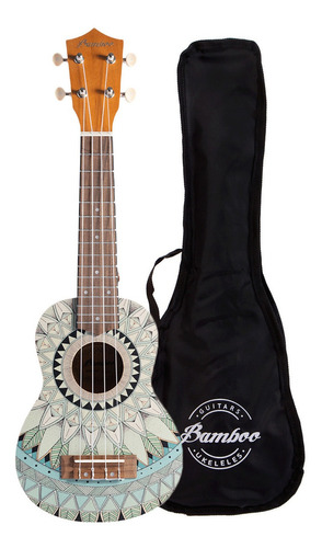 Ukelele Soprano Bamboo Diseño Jade Con Funda