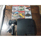 Playstation 3 Slim 149 Gb + Joystick + Kit Move + 5 Juegos 