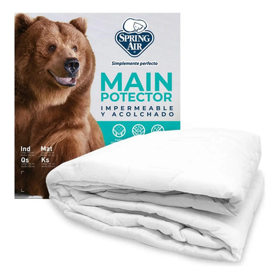 Protector Cubre Colchón Individual Spring Air Impermeable Color Blanco Acolchado Hipoalergénico Antiácaros Microfibra | Meses sin interés