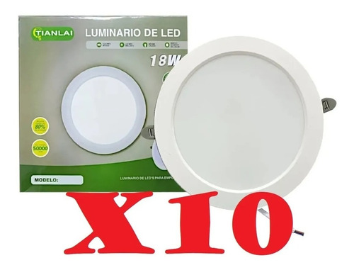 Paquete 10pz Plafon Led 18w Lampara Empotra Bco S54w18 17cm