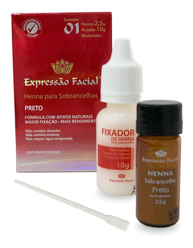 Henna Profissional Para Sobrancelha Expressão Facial Preto