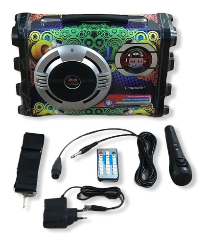 Caixa De Som Ecopower Karaoke Bluetooth E Mp3 - Ep-2220