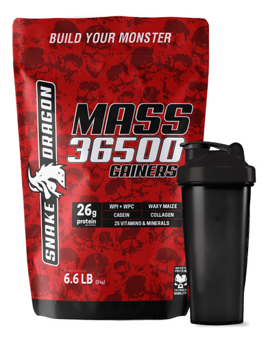 Hipercalórico Mass 3kg - Ganho De Volume Corporal + Shaker