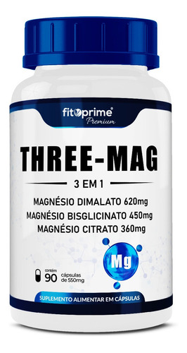 Tri Magnésio 3 Em 1 Di-malato Bisglicinato Citrato Three-mag Sabor Sem Sabor