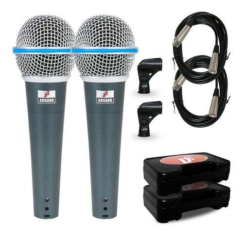 Kit Arcano 2 Microfones Dinâmicos Osme-8 C/ Cabo Xlr-xlr Sj