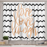 Ambesonne Live Laugh Love - Cortinas De Cocina, Ilustracione