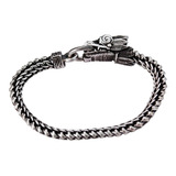 Pulsera Quetzalcóatl Plata 925 Pulso Tipo Bali Hombre Azteca