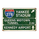 Homdeo Retro Yankee Metal Tin Sign Stadium Queens Midtown Tu