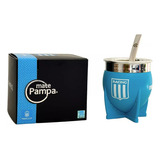 Mate Pampa Xl Racing Club Con Bombilla Color Celeste Personalizado