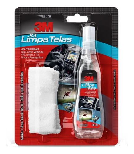 Limpa Tela Lcd 3m 100ml (kit Com Líquido E Pano Micro Fibra)