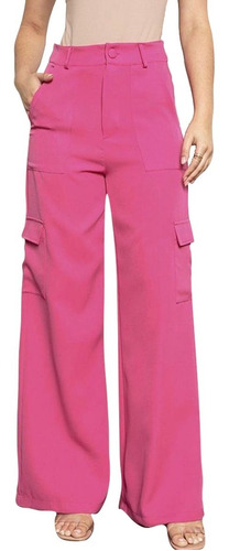 Calça Alfaiataria Wide Leg Social Pantalona Cintura Alta