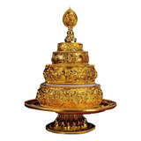 Un Budista Tibetano Ofrece Un Plato De Mandala Para El Comed