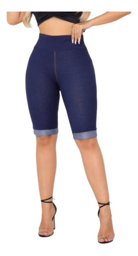 Bermuda Shorts Feminina Malha Jeans