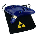 Ocarina De Ceramica 12 Hoyos Alto C Con Bolsa Protect Azul