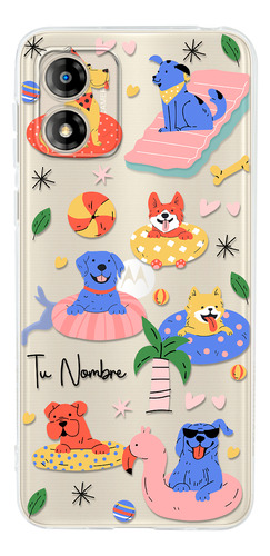 Funda Para Motorola Para Mujer Alberca Perritos Con Nombre