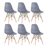 6 Cadeiras Charles Eames Wood Jantar Cozinha Dsw   Cores  Cor Da Estrutura Da Cadeira Cinza-escuro