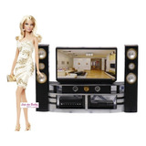 Rack Tv Televisão Som Boneca Barbie Miniatura Casa Móveis