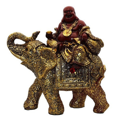 Buda Elefante Dorado Decoración Prosperidad Tureloj