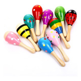 Sonajero Musical Maracas De Madera Juguete Niños 