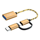 Cable 2 En 1 Adaptador Micro Usb V8 Tipo C A Usb 3.0 Otg