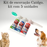 5 Kits De Escova +pasta De Dente Pet -banho E Tosa -pet Shop