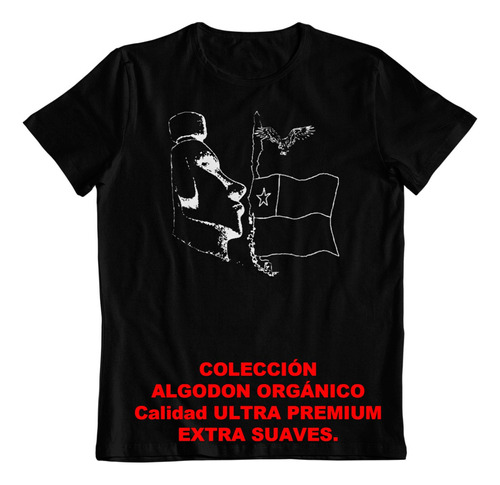 Polera - Dtf - Algodon Organico - Condor Moai Chile Bandera