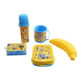 Kit Potes Sanduicheira Porta Banana Caneca Minions 5 Peças