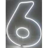 Painel Neon Numero 6 Festa Instagram Iluminação Branco 50cm