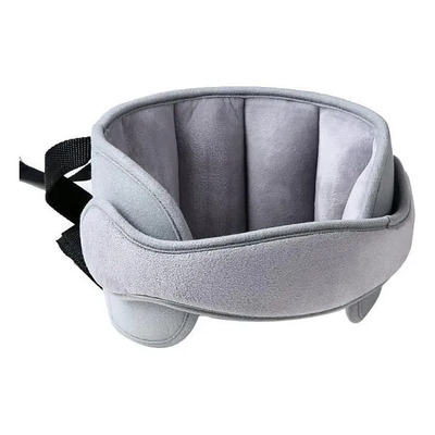 Soporte De Cabeza Para Niños Y Bebés, Correa Ajustable Para Asiento De Coche Y Cochecito, Cojín Suave Alivia Dolor De Cuello, Accesorio Ergonómico Para Viajes Seguros Gris