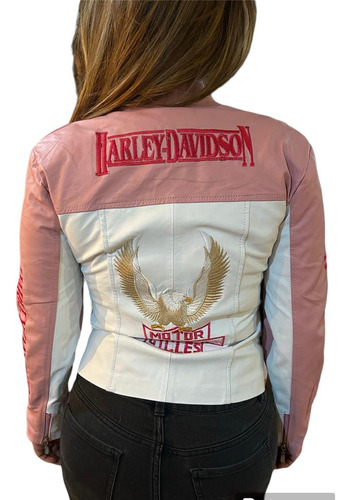 Chamarra De Piel Para Motociclista Mujer (hd)harley Davidson