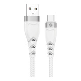 Cable De Datos Jd D-30ac Usb A Usb Tipo C 2.4a Carga Rapida Color Blanco