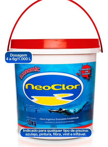 Neoclor Econômico Dicloro Estabilizado Cloro De Piscina 10kg