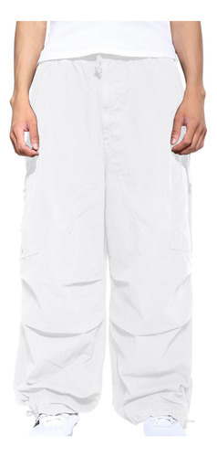 Pantalones Tipo Cargo Para Hombre, Color Liso, Pierna Recta,