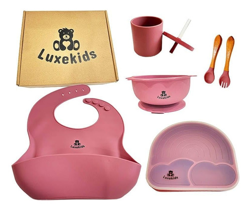 Luxekids Juego De 6 Utensilios De Silicona Para Bebes, Con P