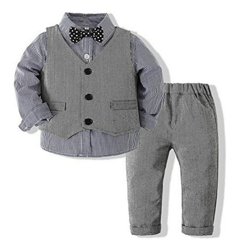 Set Bebé Niño Elegante: Camisa, Corbata Y Chaleco.