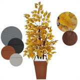 Planta Fícus Amarelo Artificial Grande Vaso Ratan Decorativo