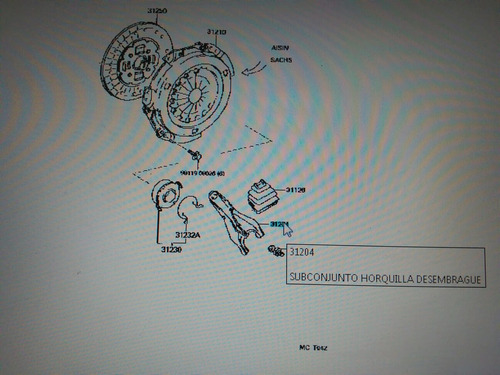 Horquilla Embrague Caja Toyota Corolla 1994-2002 Celica Foto 3