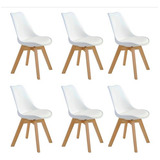 Kit C/ 6 Cadeiras Leda  Charles Eames, Saarinen Wood Com Al