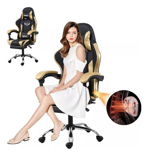 Silla Gamer Gaming Ergonomica Reclinable Con Masaje Lumbar