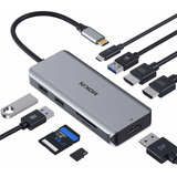 Estación De Acoplamiento, Adaptador Usb C Dual Hdmi, 9 En 1