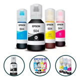 Kit Com 4 Refis De Tinta 504 Original Epson Preto E Colorido