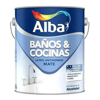 Pintura Látex Antihongo Alba Mate Baños Cocinas Blanco 1 Litro | Mismo precio en cuotas