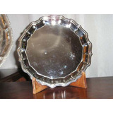 603- Fuente Bandeja Metal Plateado Redonda 27cm