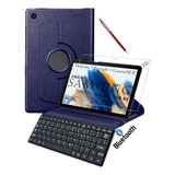 Capa Teclado Para iPad 10.5 Tab A8 X205 + Pelicula + Caneta Cor Azul