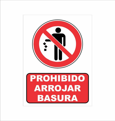 Cartel Chapa Prohibido Arrojar Basura 40x50 Residuos 