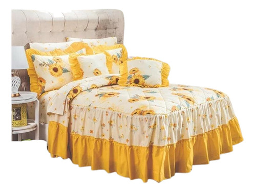 Colcha Queen Size + Sábanas + Cojínes + Fundas P/ Almohadas