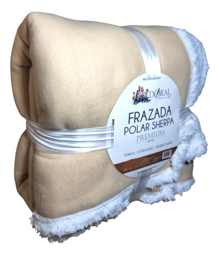 Frazada Polar Sherpa Premium 1,5 Plazas Doral Color Beige
