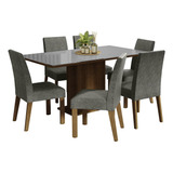 Juego Comedor Mesa Tapa Vidrio 6 Sillas Alexis Madesa Color Marron/gris/plata