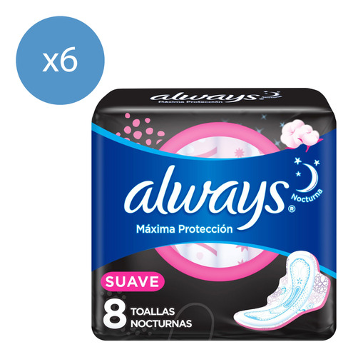 Pack Toallitas Femeninas Always Noche Suave 8 U